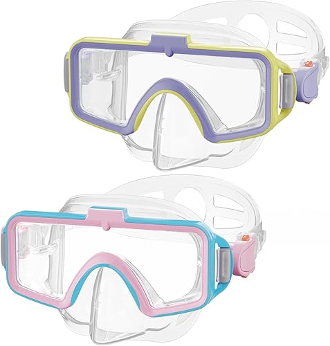Miniatura 13 de Gafas de natación para niños con cubierta para la nariz, gafas de natación antivaho de dos colores para 6-14, máscara de buceo de esnórquel para