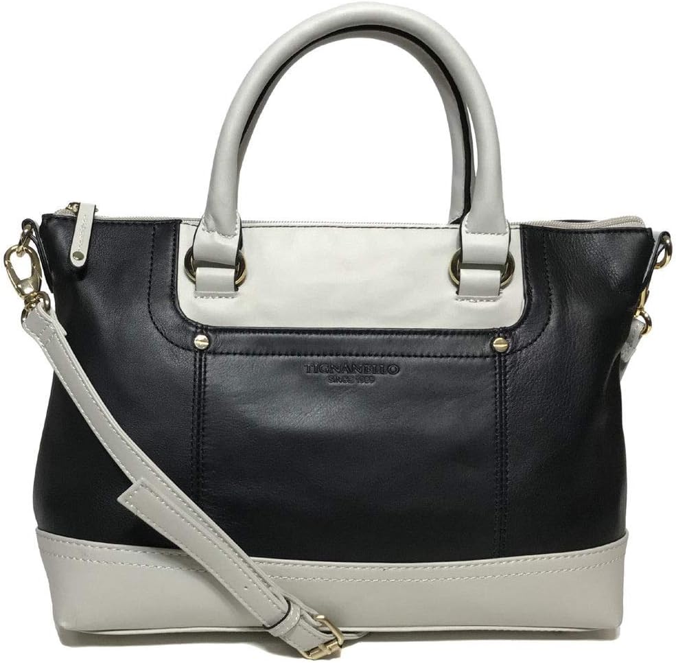 Tignanello Smooth Operator Conv. Satchel, Black/Eggshell
