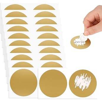 Pack of 50 Scratch Stickers Round Scratch Cards Make Yourself Golden Scratch Labels for Sticking Creativity Scratch Off Stickers Suitable for Surprise Postcards Gifts