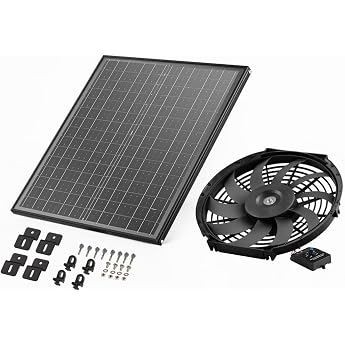 VEVOR Solar Fan Ventilation Fan  340 x 70 mm Loft Extractor Fan with Adjustable Thermostat Outdoor Grille 1300 CFM Airflow Capacity for Gable Roof Garage Workshop