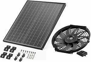 VEVOR 12-Inch Solar Gable Mount Attic Exhaust Fan with Adjustable Thermostat & Protective Mesh, 1300 CFM, Black