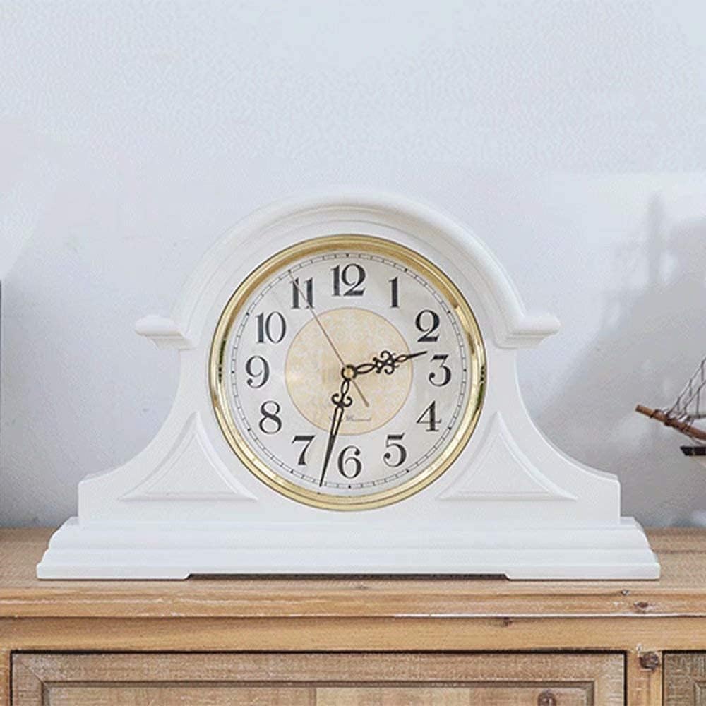 Mantel Clock Retro Mantle Clock Quartz Movement Ticking Battery Operated Desk Clock for Living Room Decor Shelf - Chic Home Décor for Tabletop Countertop
