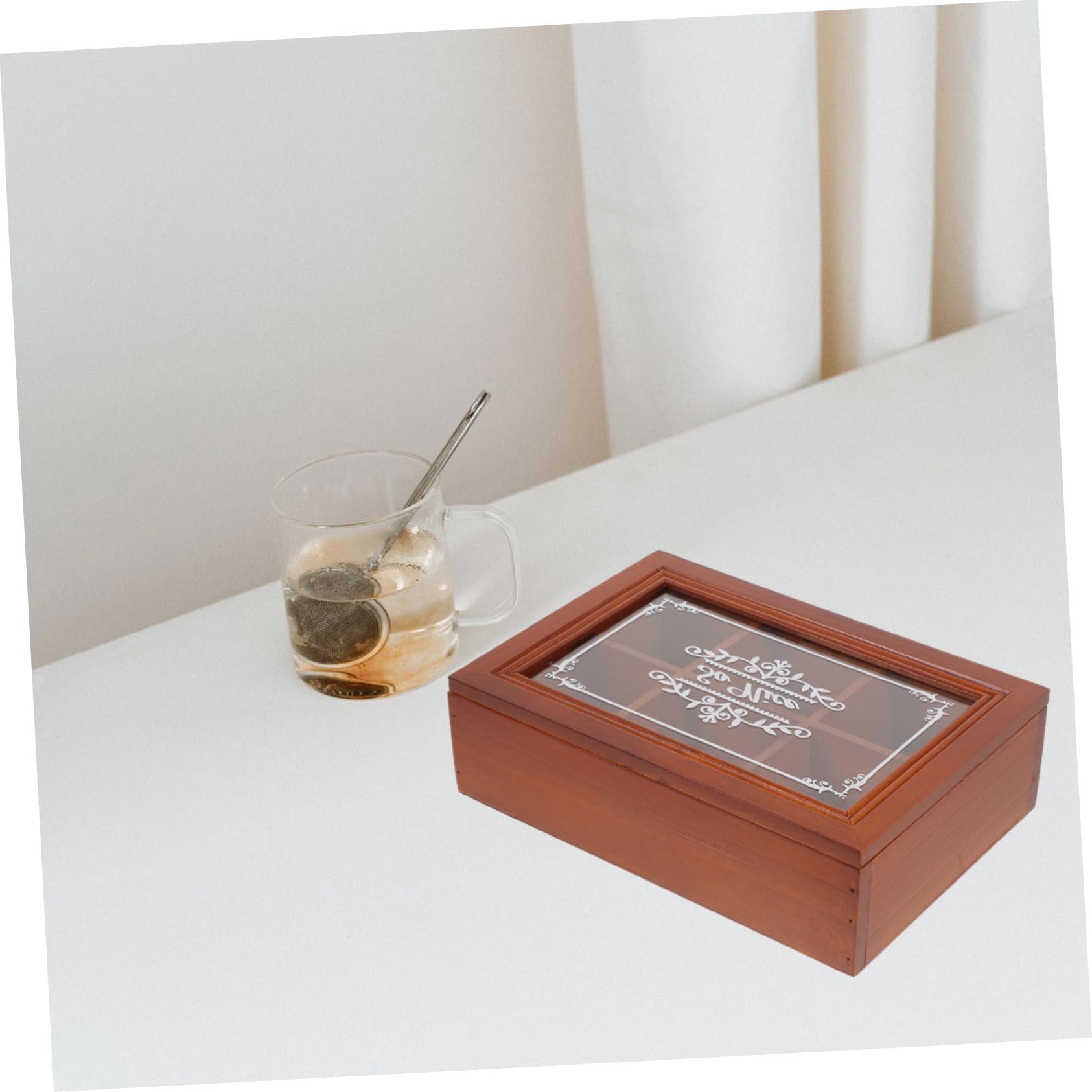 3piezas Organizador De Té Madera Compartimentos Caja Almacenamiento Retro Para Azúcar y Té Para Hogares Cafés y Restaurantes