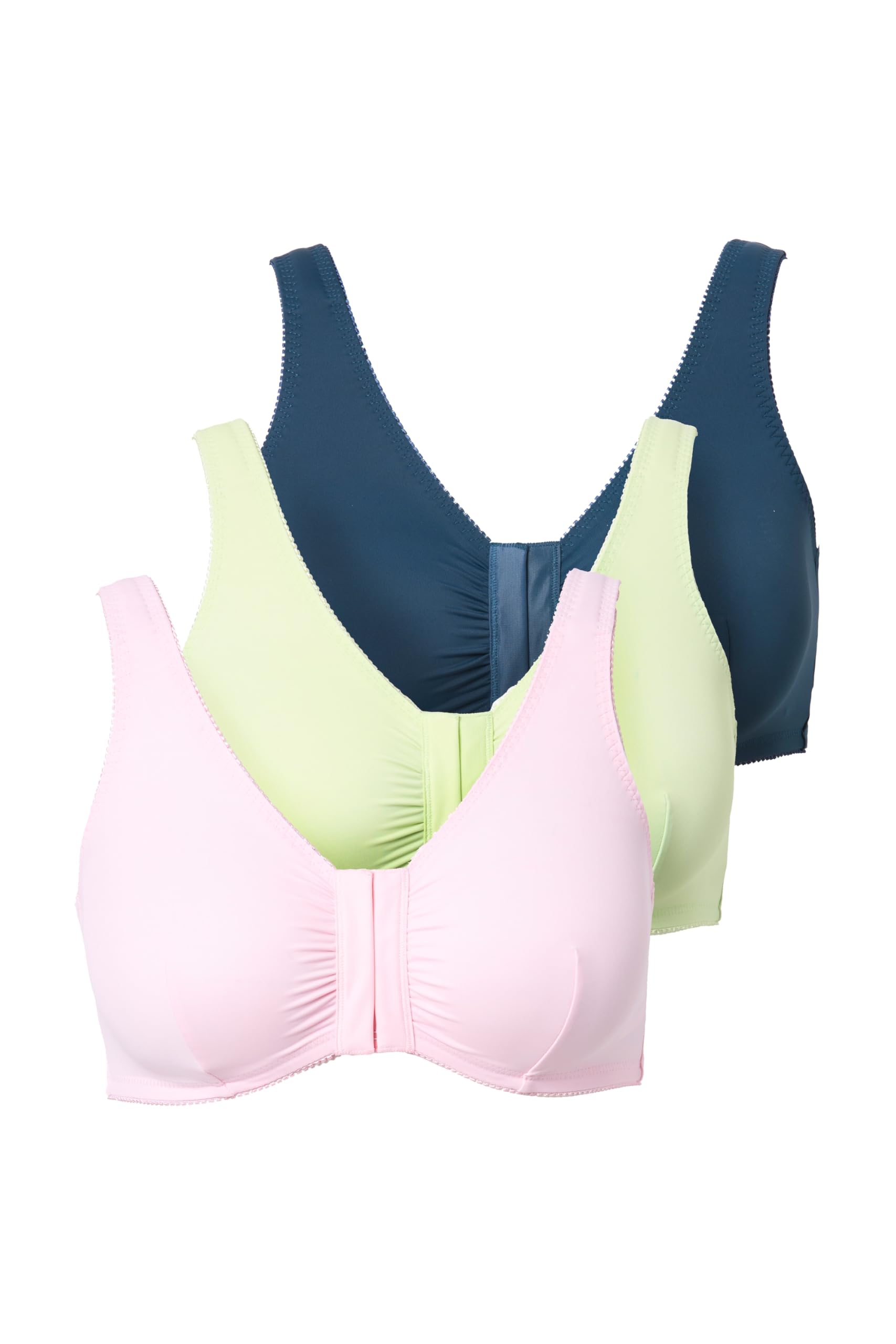 Ulla Popken Damen große Größen Übergrößen Plus Size Bustiers, 3er-Pack, Vorderverschluss, Mikrofaser 824213