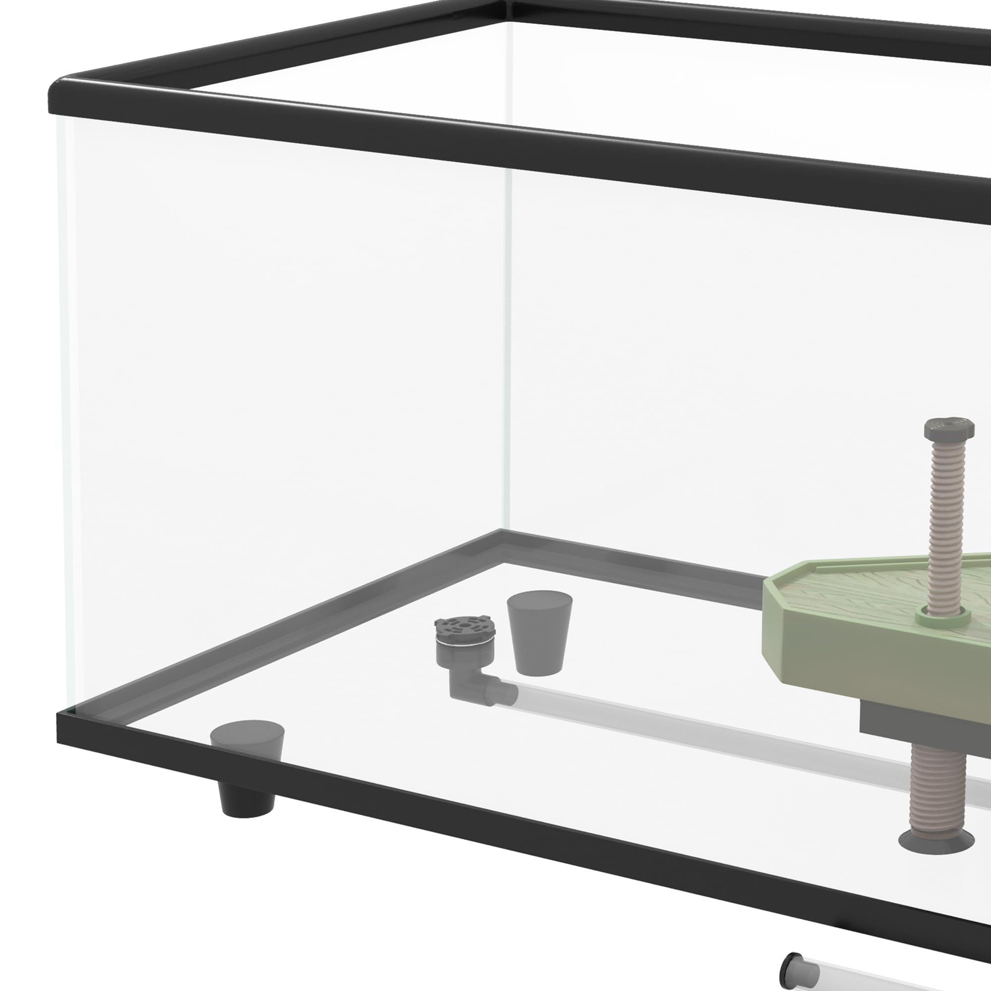 PawHut Acuario para Tortugas 50L con Plataforma 60x30x32 cm Transparente | Terrario de Tortugas Pequeñas, Rampa, Drenaje Fácil, Termómetro Adhesivo