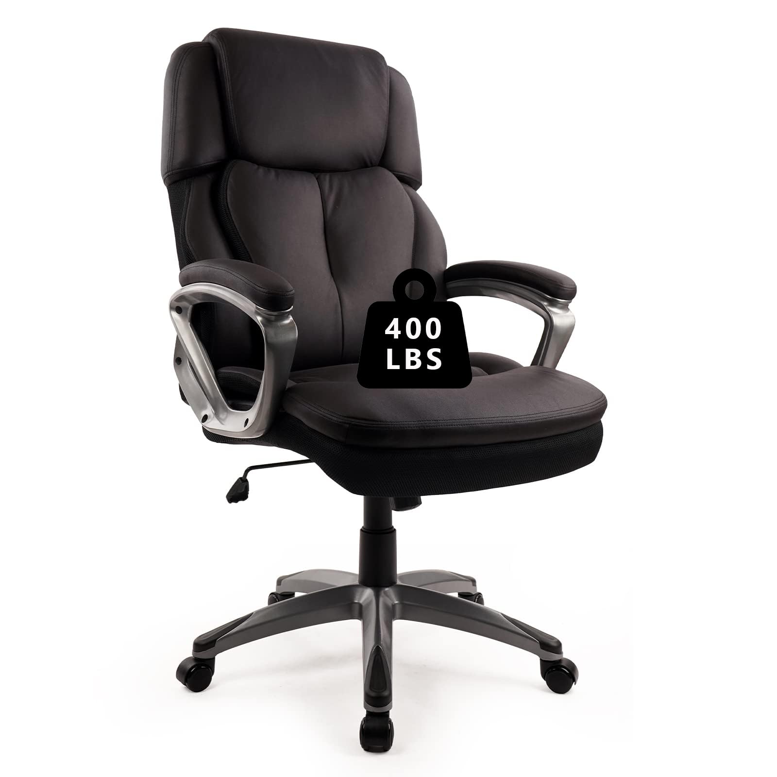 CLATINABig and Tall Office Chair 500lbs - Extra Wide Large Desk Chairs, 360° Swivel Rolling High Back Cloth Fabric Executive Computer Chair, Heavy Duty Ergonomic Chair with Wheels and Padded armrests