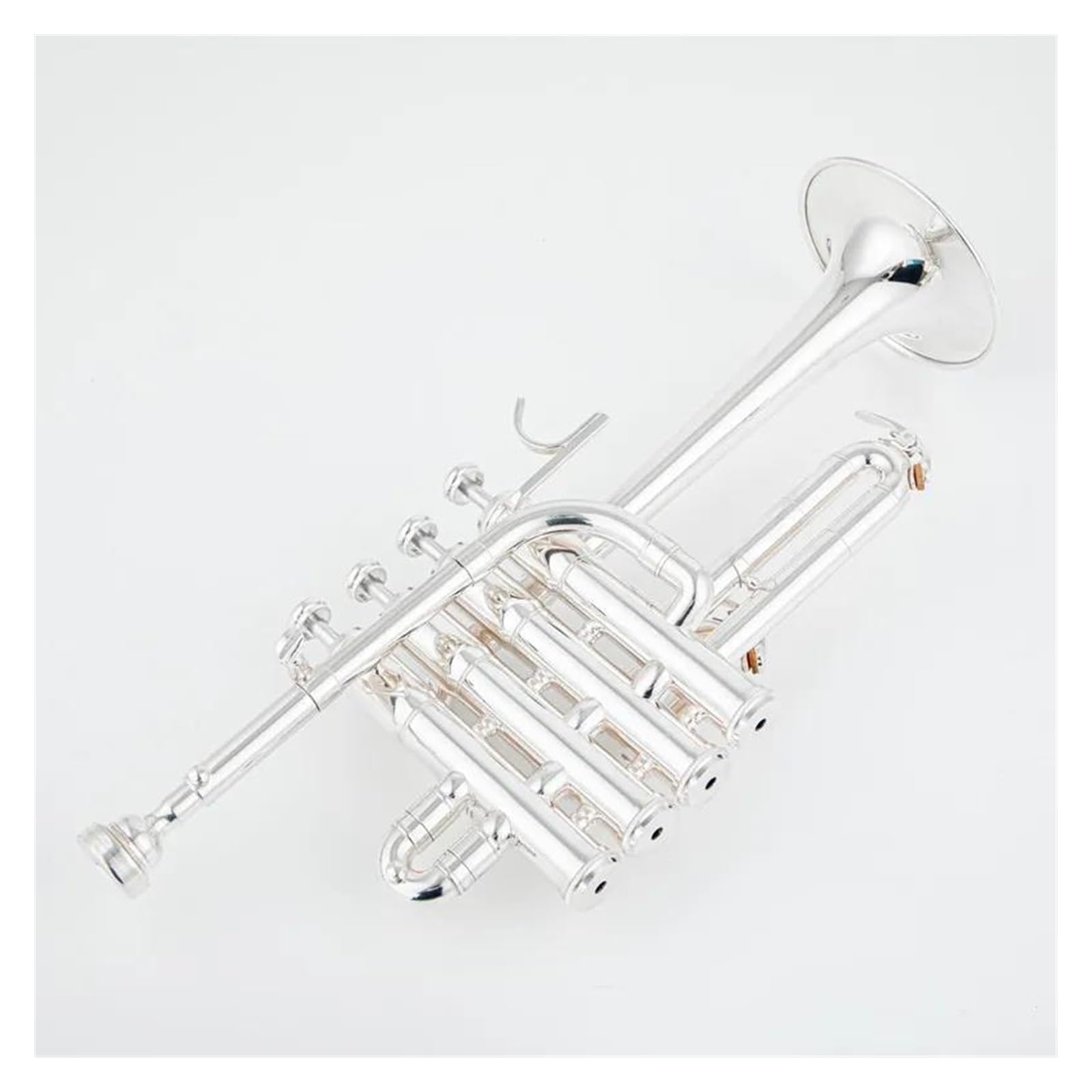 Trompeten für Anfänger Professionelle Hochtrompete Bb Piccolo Trompete Messing Gold Silber Lackoberfläche Trompete (Color : Silver)