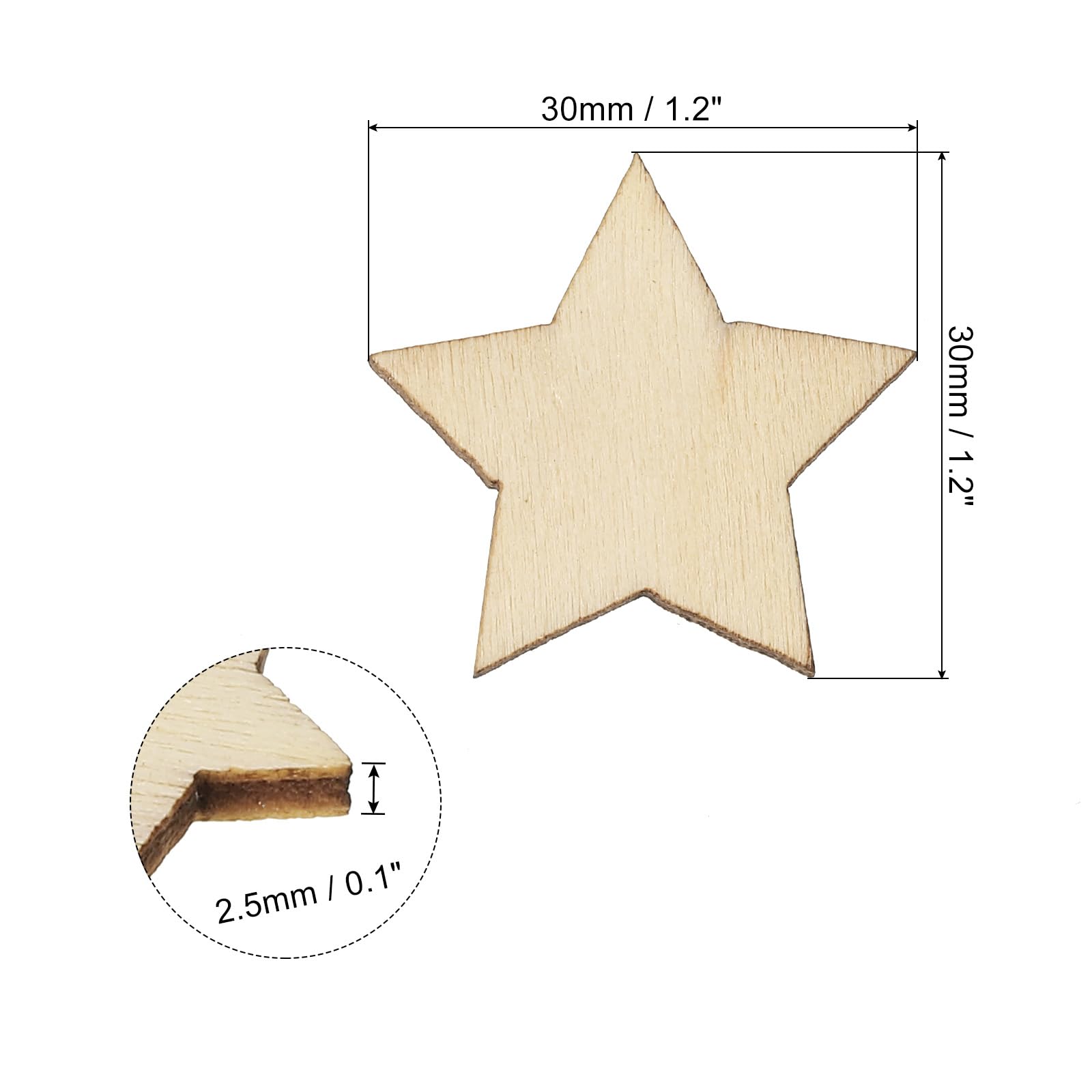 PATIKIL 30mm Wooden Stars - Image 2