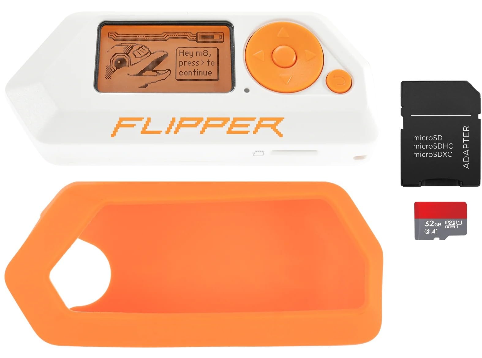 Barium Electronics Flipper Zero Basic Kit - Flipper Zero | Silicone Case | 32GB Micro SD Card up to 120MB/s | MicroSD to SD Adapter