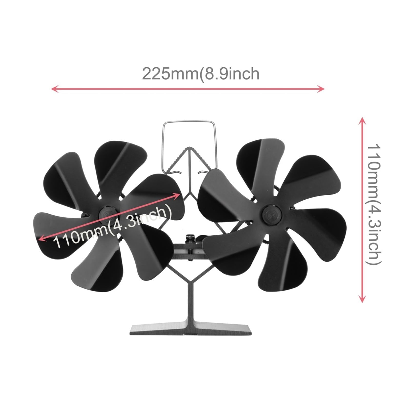 Ventilador Estufa Leña Ventilador De Estufa Leña 12 Aspas, For Hogar, Calor Con, Quemador Madera, Silencioso, Doble For 6(Standed)
