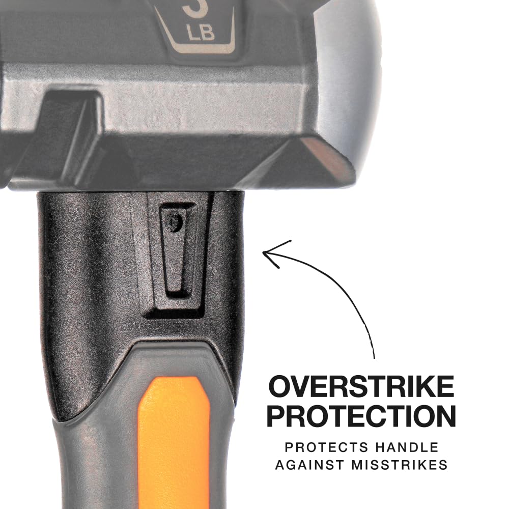 Klein Tools H80603 Mazza da 1,4 kg con manico in fibra di vetro, design resistente agli urti per colpire e demolire, include foro per cordino