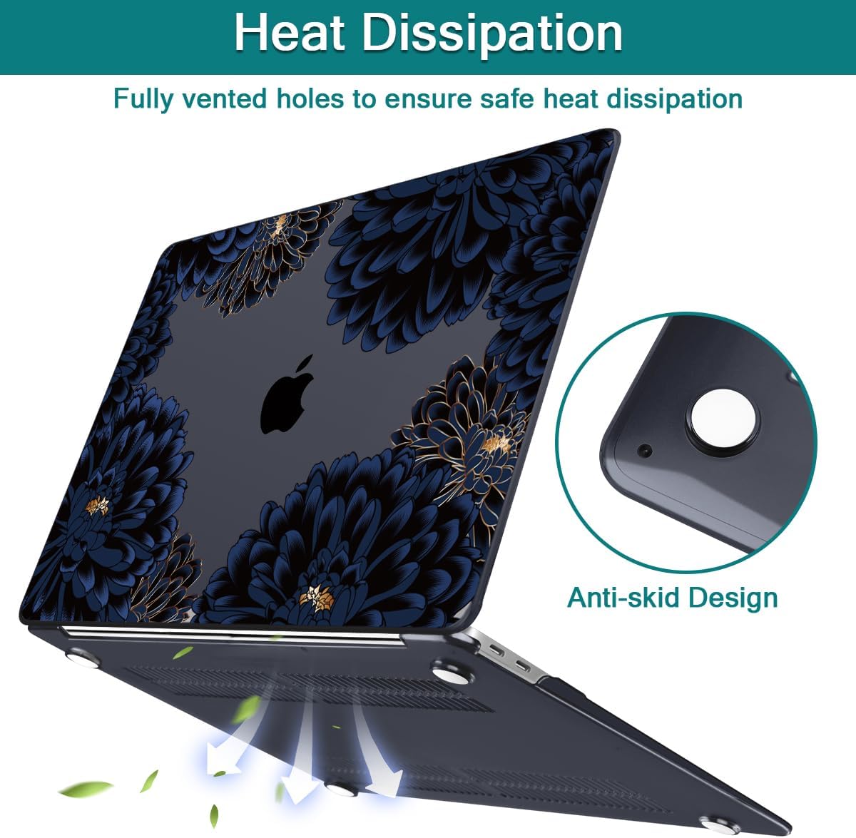 Teryeefi for MacBook Pro 13 inch Case Release 2016-2022, Fits Model A2338 A2251 A2289 A2159 A1989 A1708 A1706, Design Pattern Slim Cover+Keyboard Cover for 13 inch MacBook Pro M2 M1, Chrysanthemums - Image 4