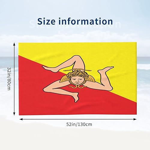 Miniatura 3 de Toalla de playa absorbente con bandera siciliana, toallas de baño de gran tamaño, súper 32 x 52 pulgadas