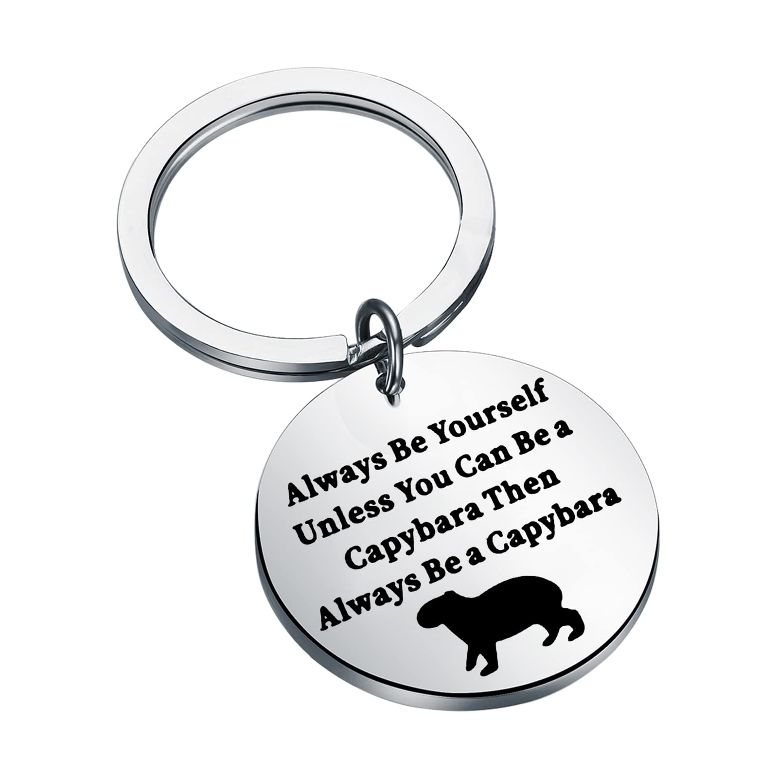 FEELMEM Capybara Keychain Animal Lover Gifts Always Be Yourself Unless You Can Be a Capybara Keyring Capybara Lover Gift
