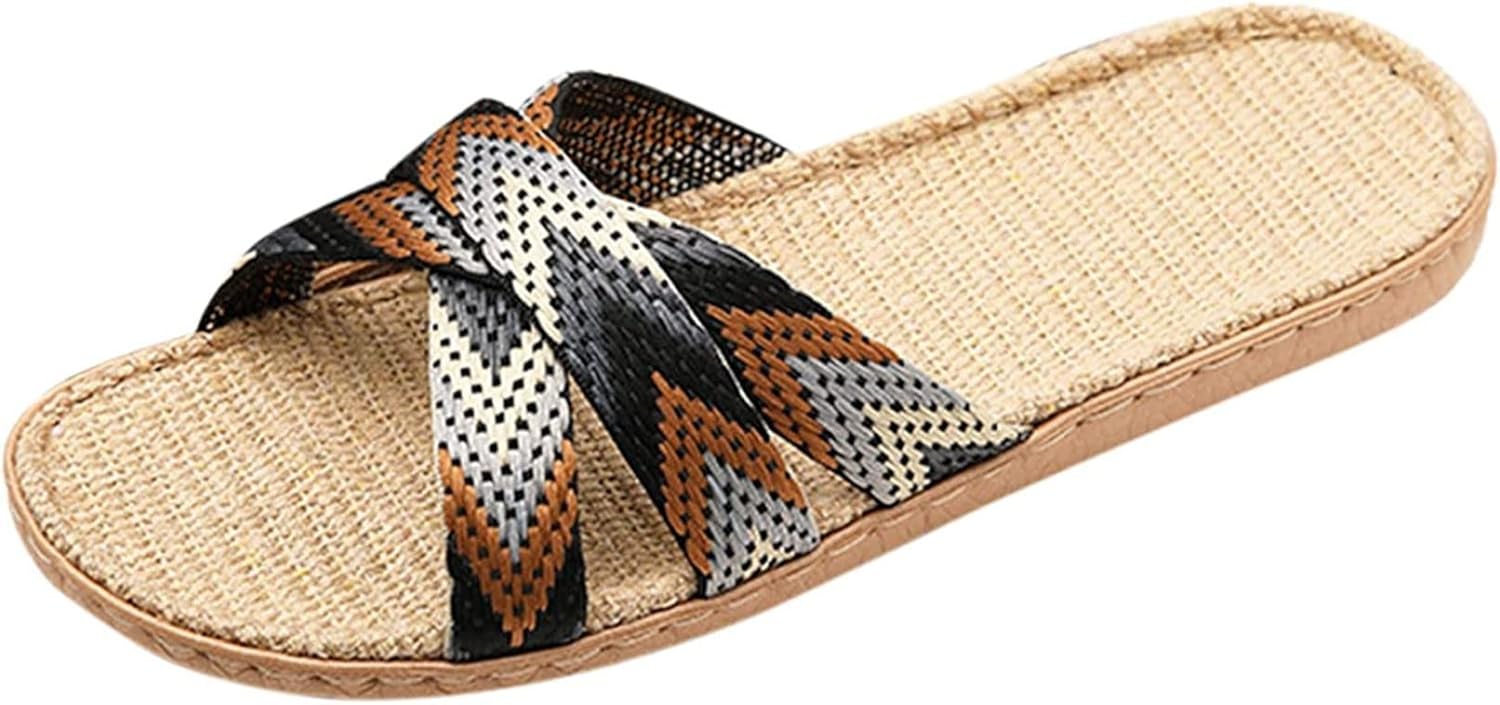 [ZKYSO] スリッパ 室内 洗える 亜麻 前開き スリッパ レディース カップル い草 スリッパ コンフォート おうち時間 女性