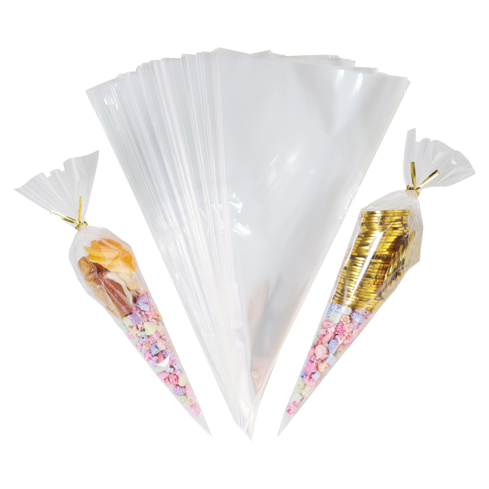 Lot De 100 Sacs Coniques En Cellophane, 13 X 25 Cm, Sacs à