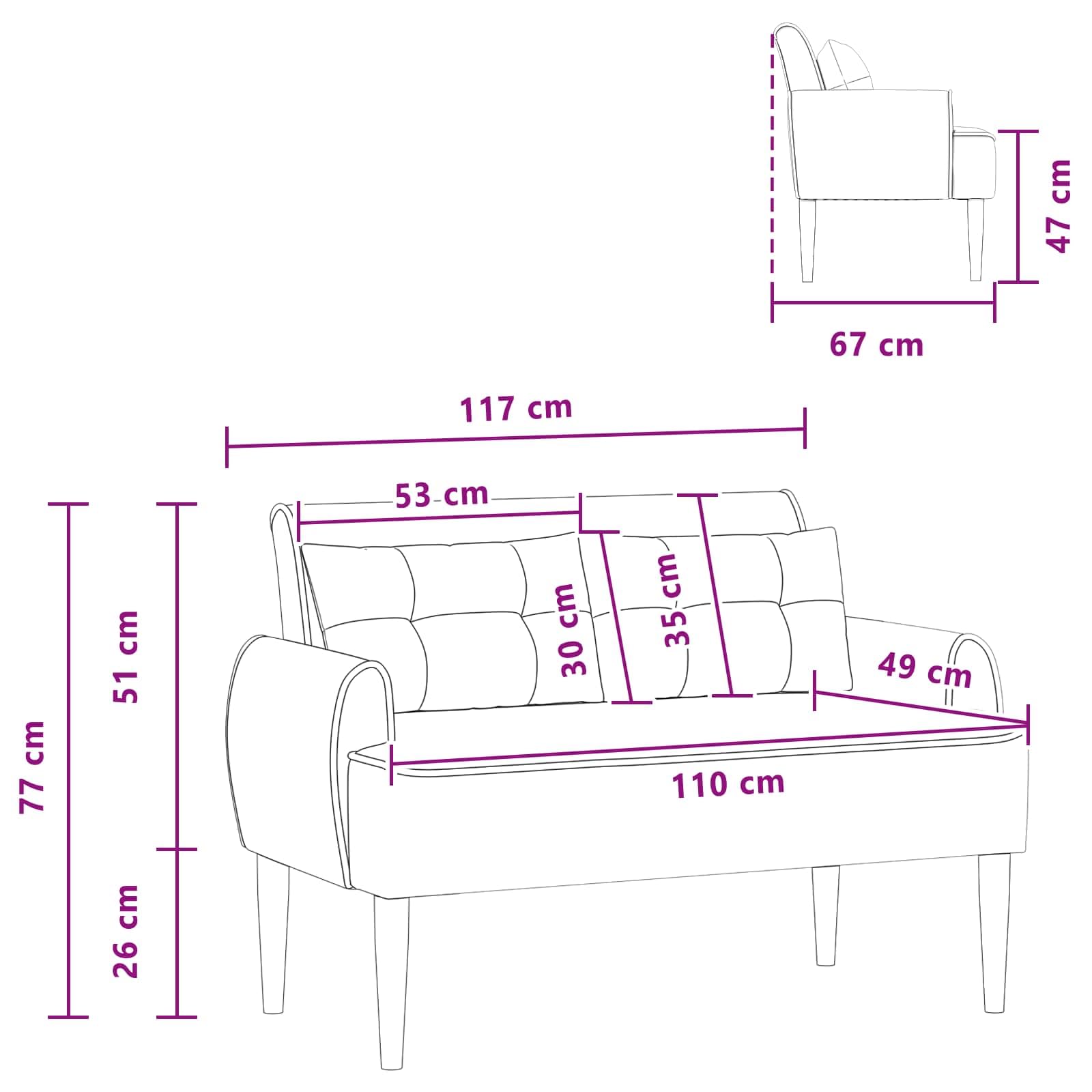 vidaXL Zweisitzer mit Knopfheftung Rosa 117 x 67 x 77 cm Bouclé
