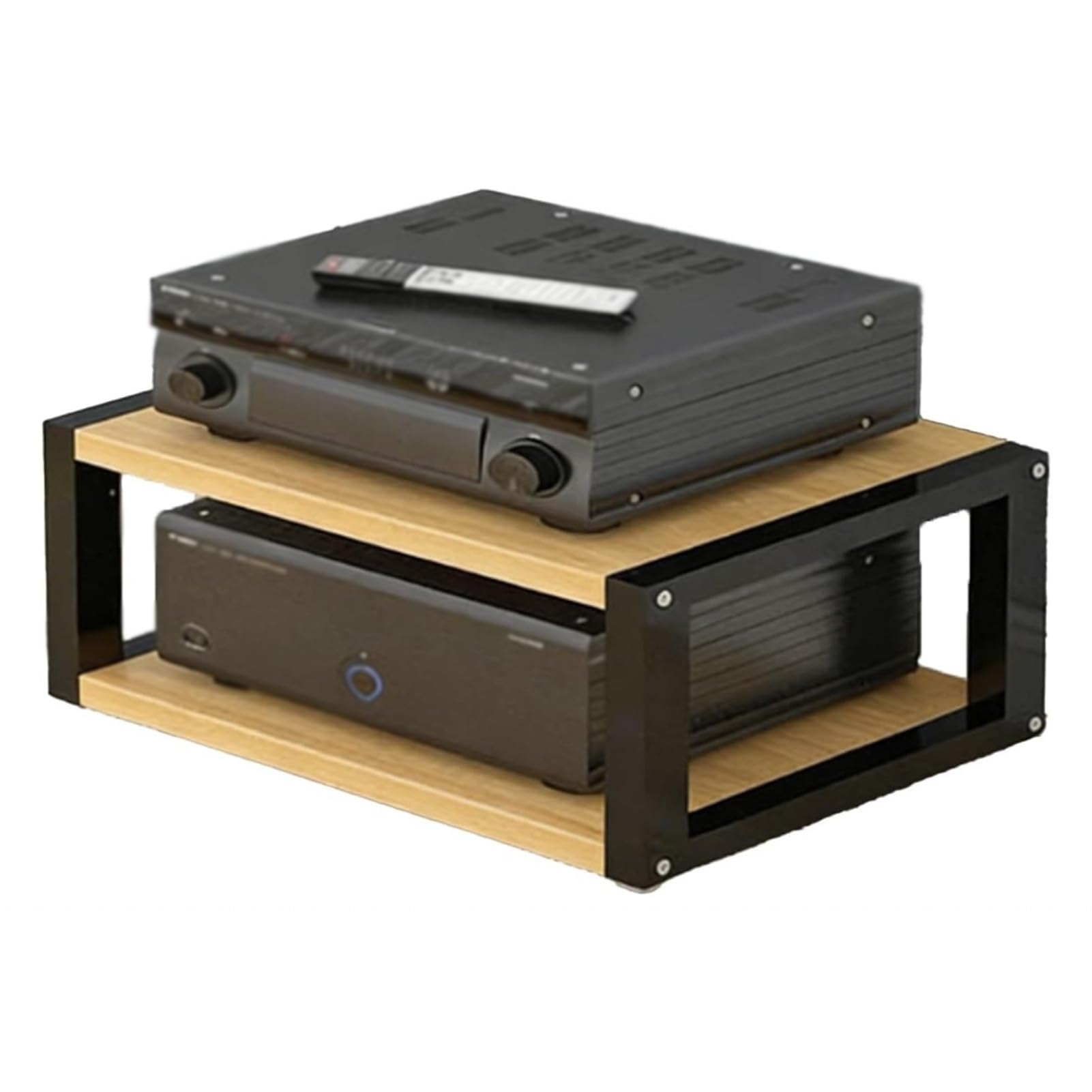 Stojak na Media, Szafka do Przechowywania Multimediów, Solidna Wieża na Konsolę Audio do Rozrywkowych Komponentów Stereo(Natural,9.1in/23cm)