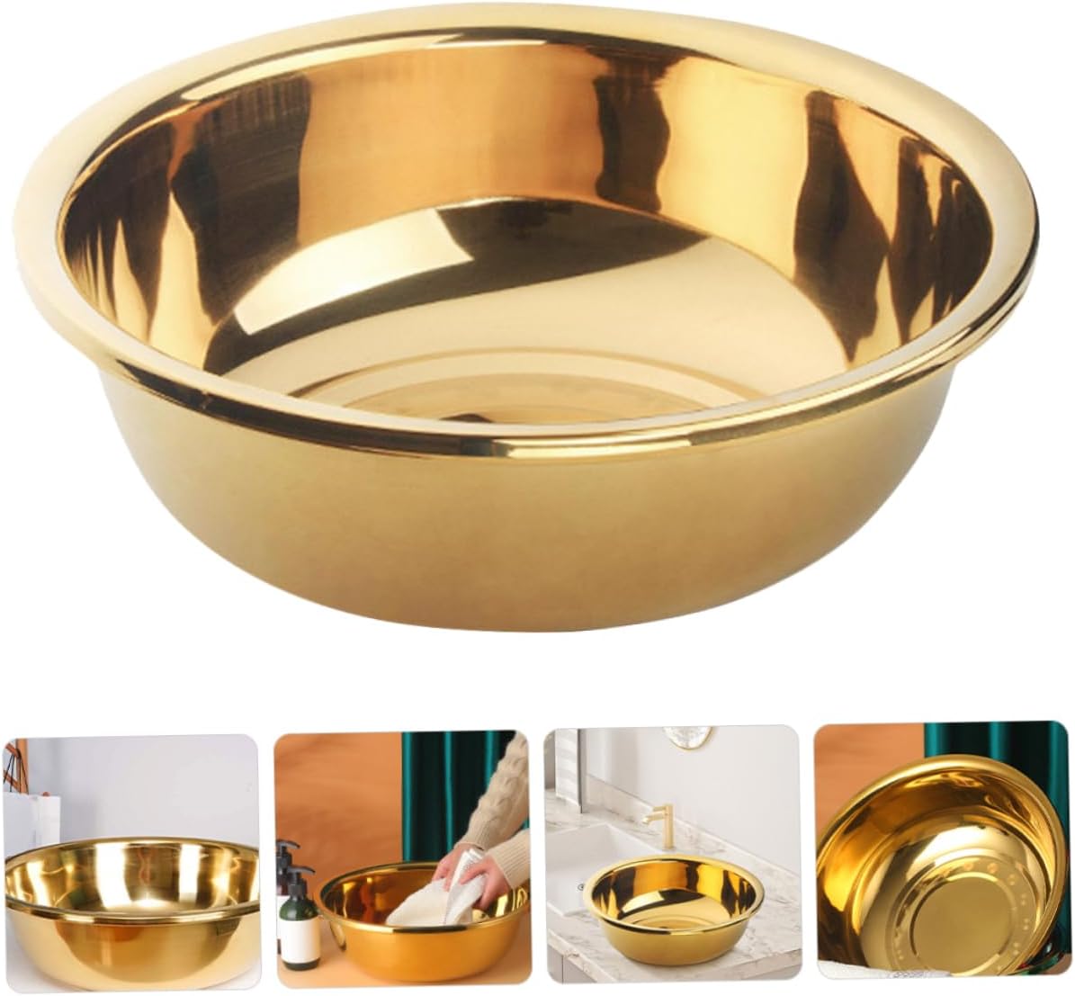 HEALLILY Large Stainless Steel Mixing Bowl Multi-functional Kitchen Wash Basin for Fruits Vegetables and Salads Heavy-duty Design for Easy Cleaning and Versatile Use