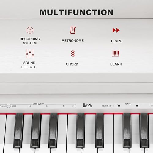 Miniatura 2 de UMOMO Piano digital con banco de dúo, piano eléctrico de 88 teclas con banco de piano acolchado, soporte de música, adaptador de corriente, tres
