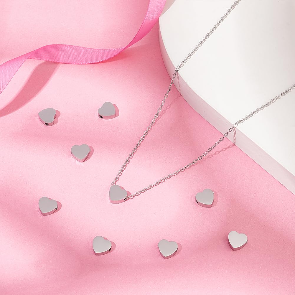 UNICRAFTALE 10 Perline A Cuore In Acciaio Inossidabile Con Grande Foro (5mm) - Ideali Per Bracciali E Collane Fai Da Te - 3