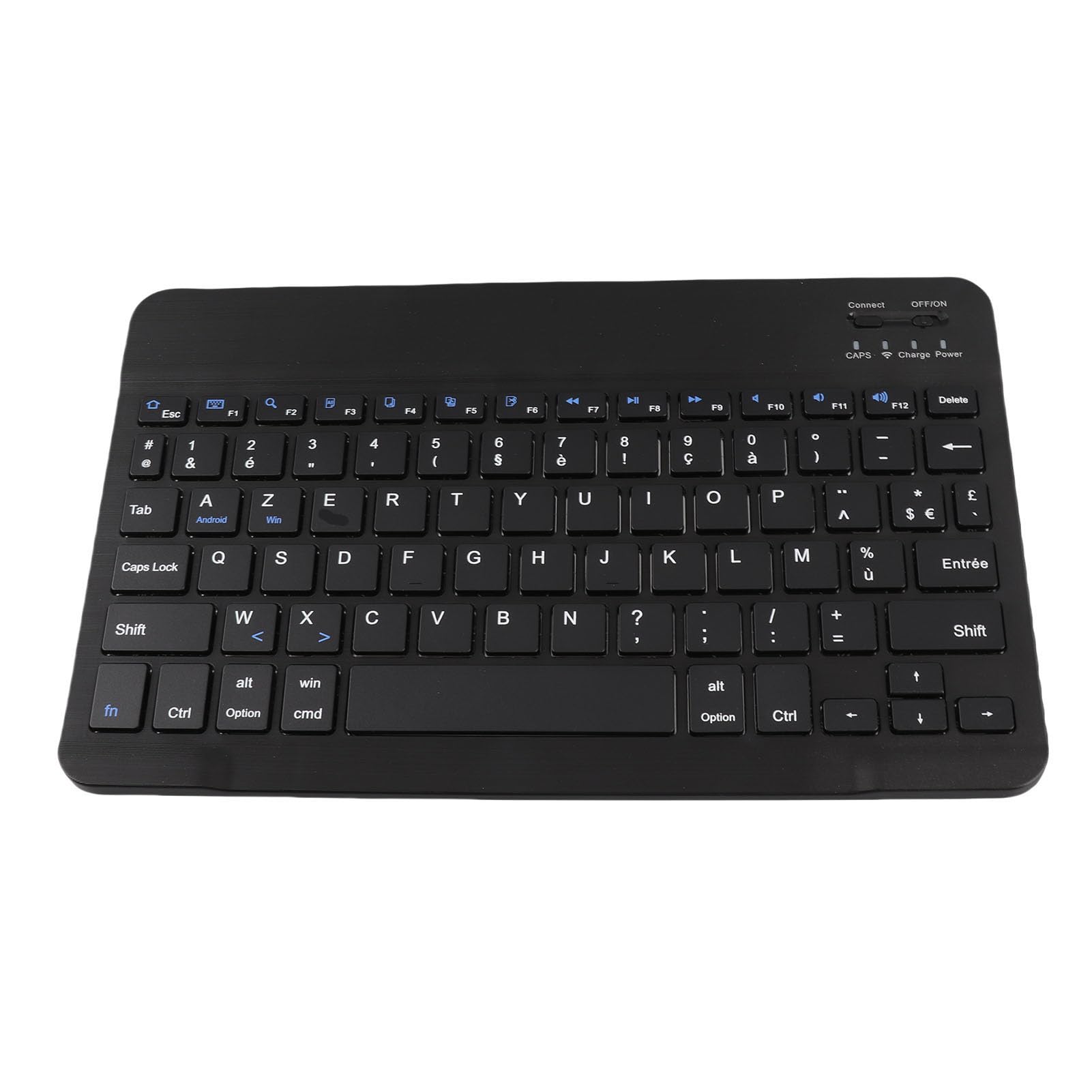 Sanpyl 10in Ultra Thin Bluetooth French AZERT Keyboard, Scissor Slim Multifunctional Keyboard for Tablet Phone Computer (Black)