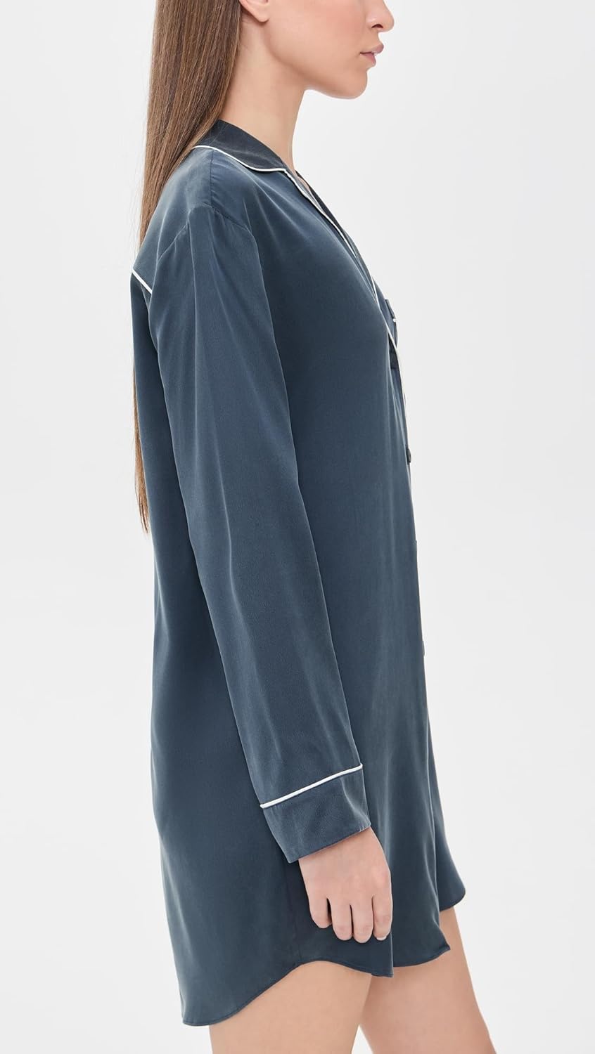 Lunya Women's Long Sleeve Button Down Silk Shirt Dress - Image 5