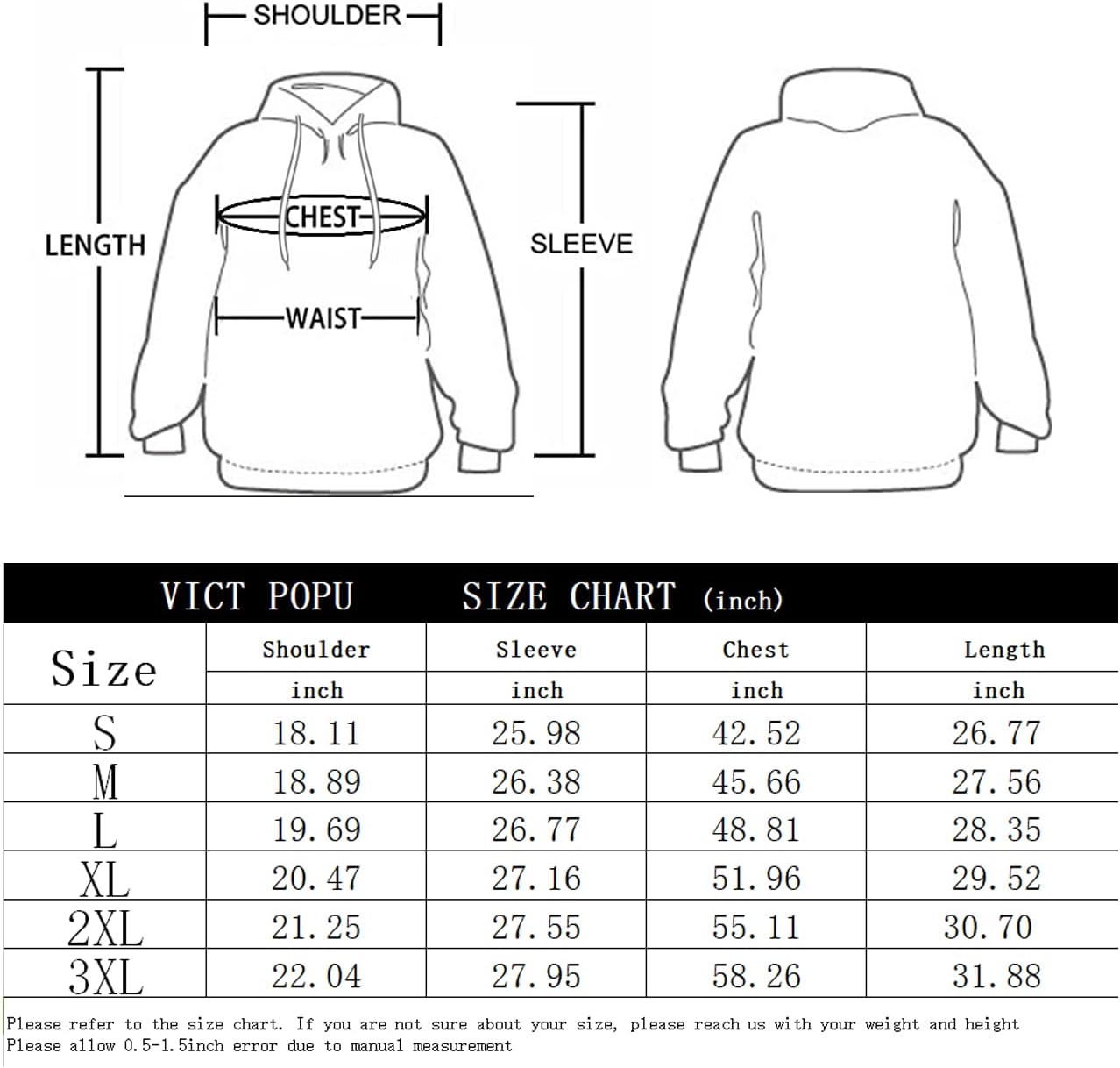 VICT POPU Hoodies For Men Pullover Long Sleeve hooded Plaid Jacquard With Big Pockets Solid Color Sweatshirt XX-Large Orange