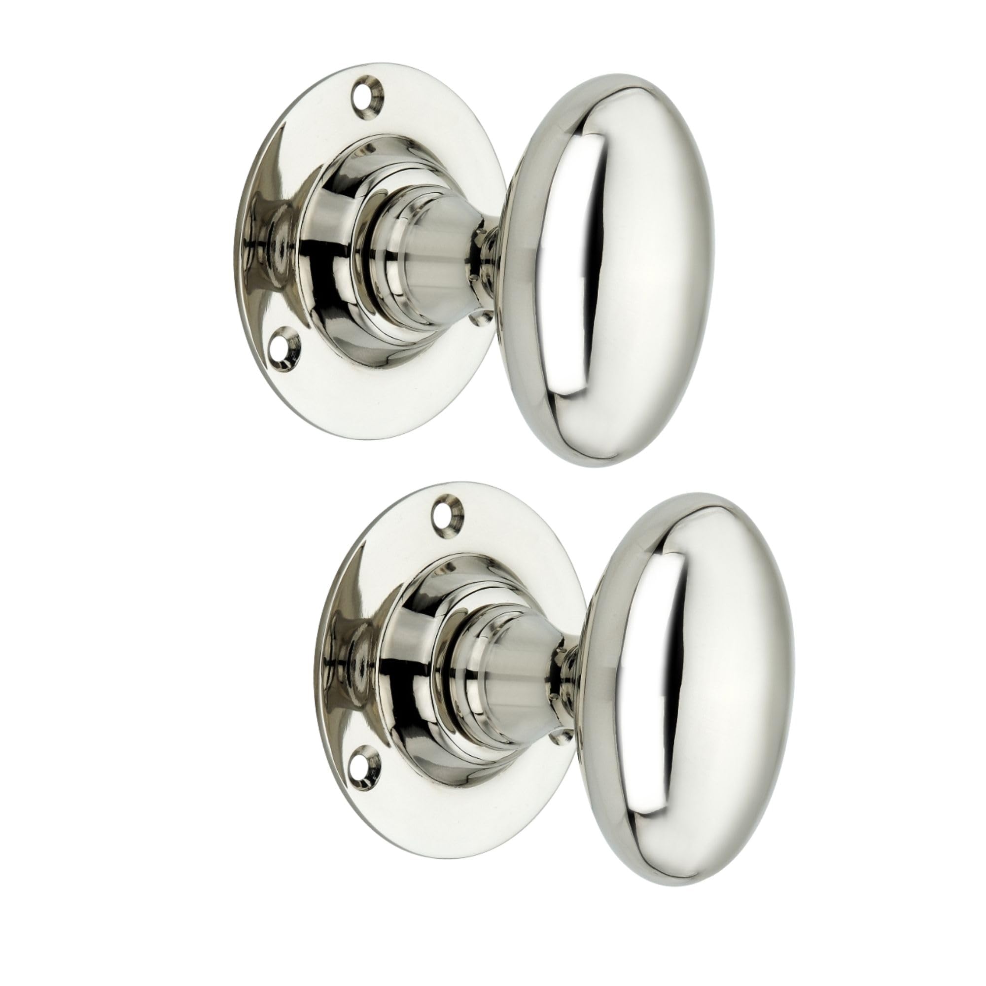 Infinity Decor Pair of Polished Nickel Oval Mortice Door Knob Latch Pull Handles Set 58mm