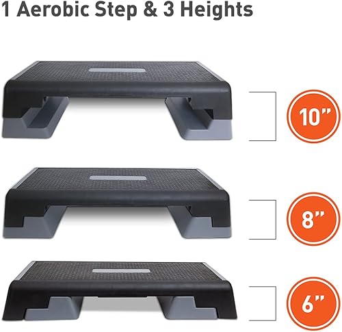 Miniatura 2 de Body Sport Escalón aeróbico  Plataforma aeróbica escalonada  Equipo de entrenamiento  Plataforma de paso de ejercicio  GrisNegro