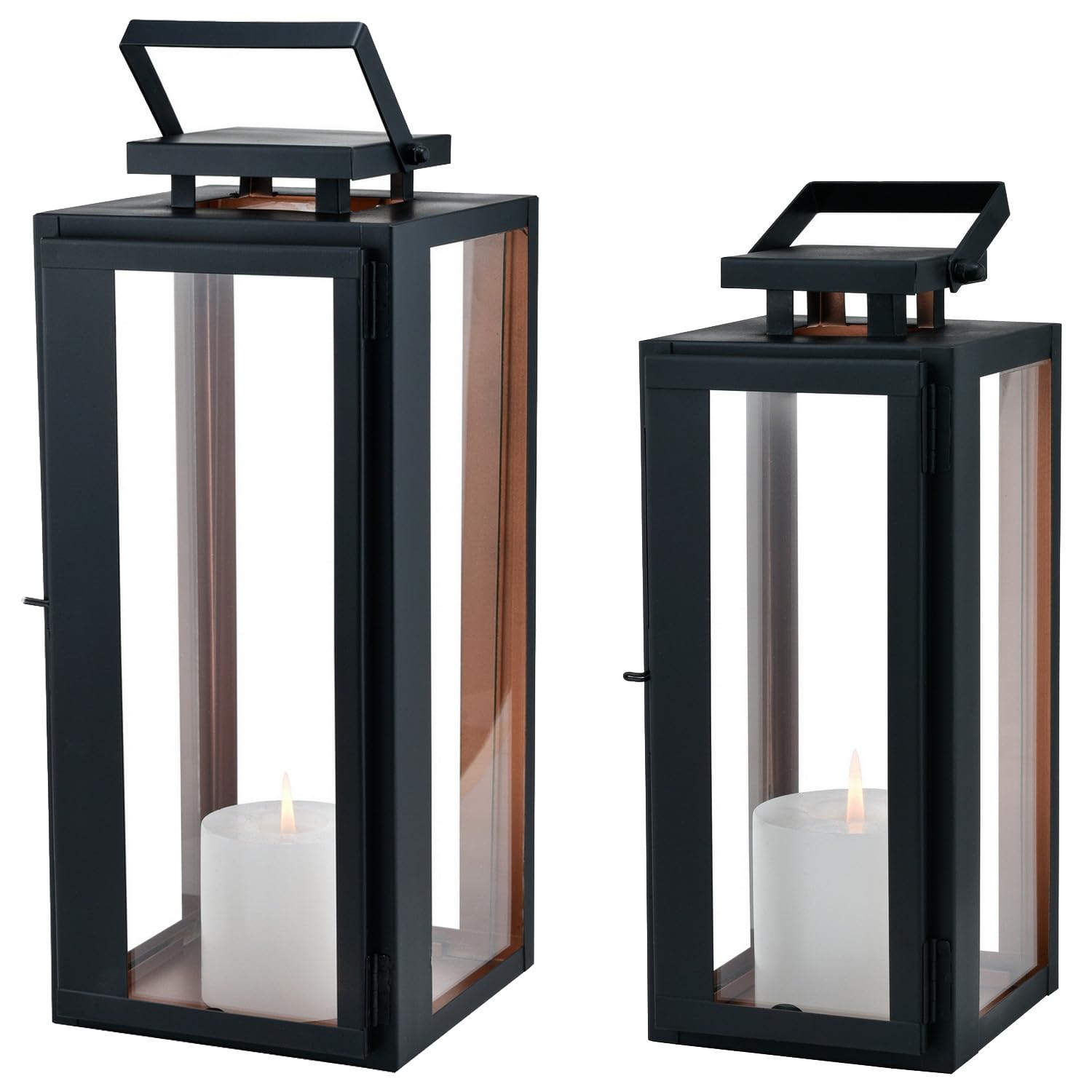 2er Set Gartenlaterne Nossa Windlicht modern skandinavisch 38 cm Deko