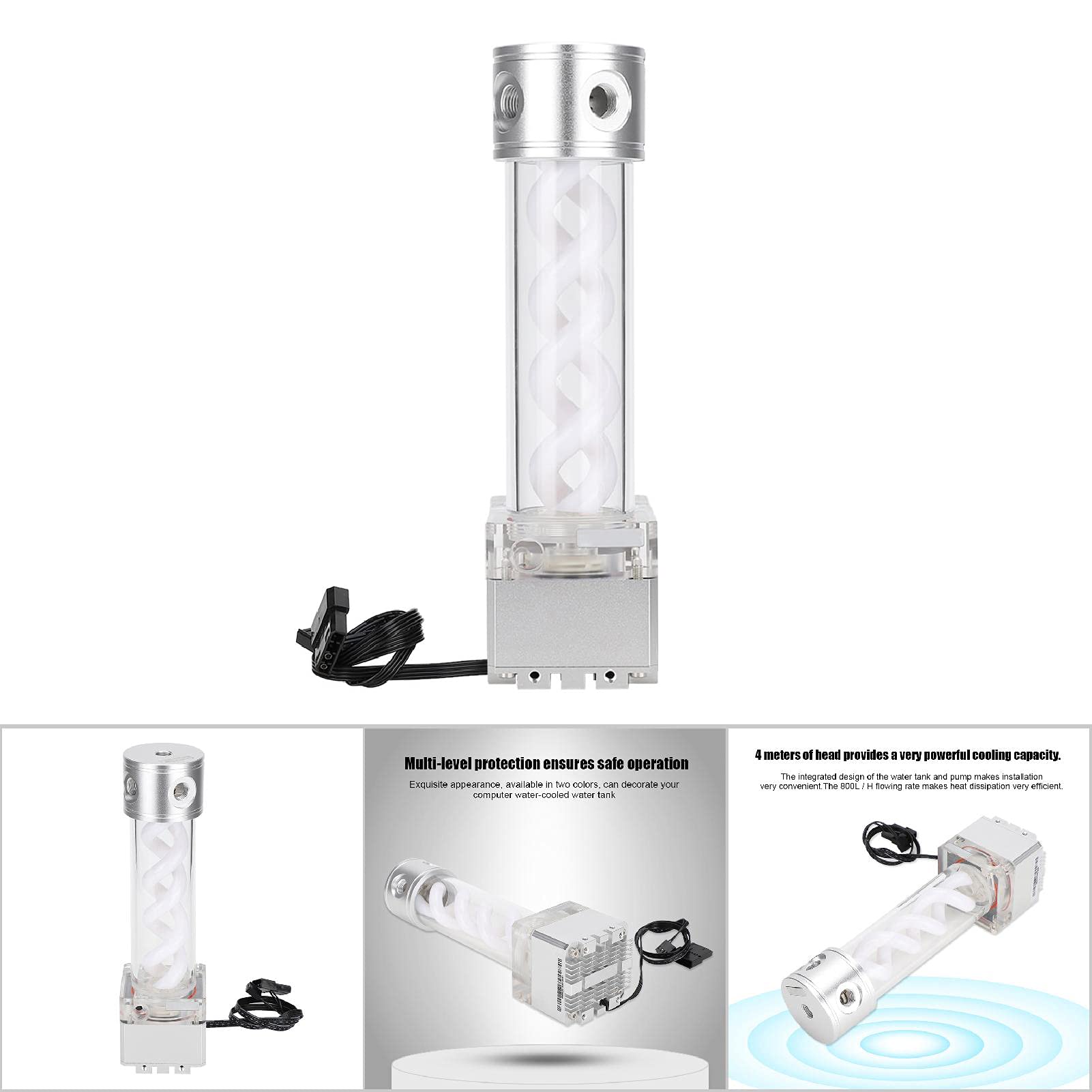 Serbatoio della Pompa di Raffreddamento 'Acqua con Anodo in Alluminio per gli Appassionati di PC Che Costruiscono Sistemi di Raffreddamento Ad Acqua Personalizzati, Po (SILVER)