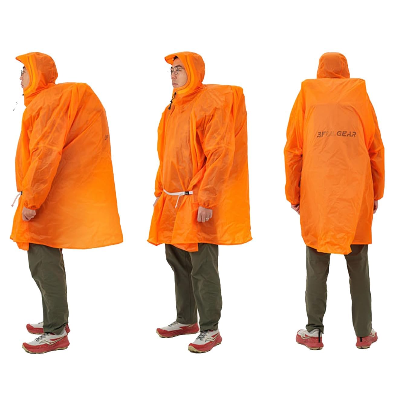 3F Ul Gear Unisex Tangerine 3Fulgear 3F Rain Poncho,15D Nylon Lightweight Windproof, Snow Proof,Waterproof Poncho For Hiking, Mountaineering, Camping, 00