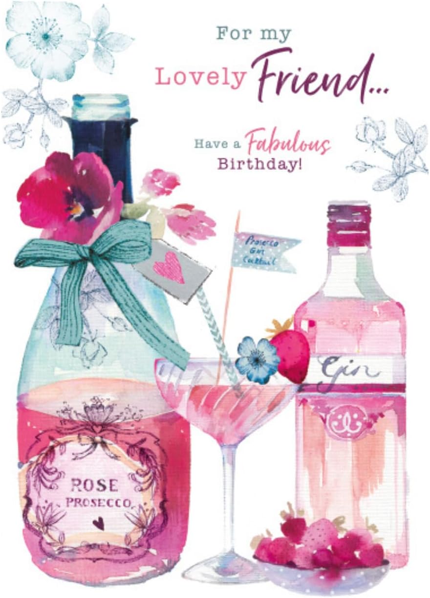 Lovely Friend Have A Fabulous Birthday - Strawberry Cocktail Gin Prosecco