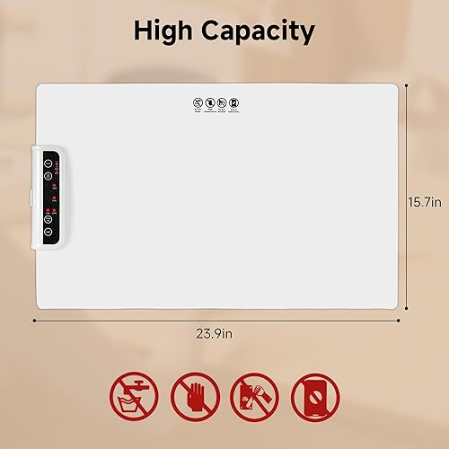 Miniatura 7 de Tapete de calentamiento de alimentos plegable para alimentos con control de temperatura ajustable, moders de tiempo, función de bloqueo, bandeja de
