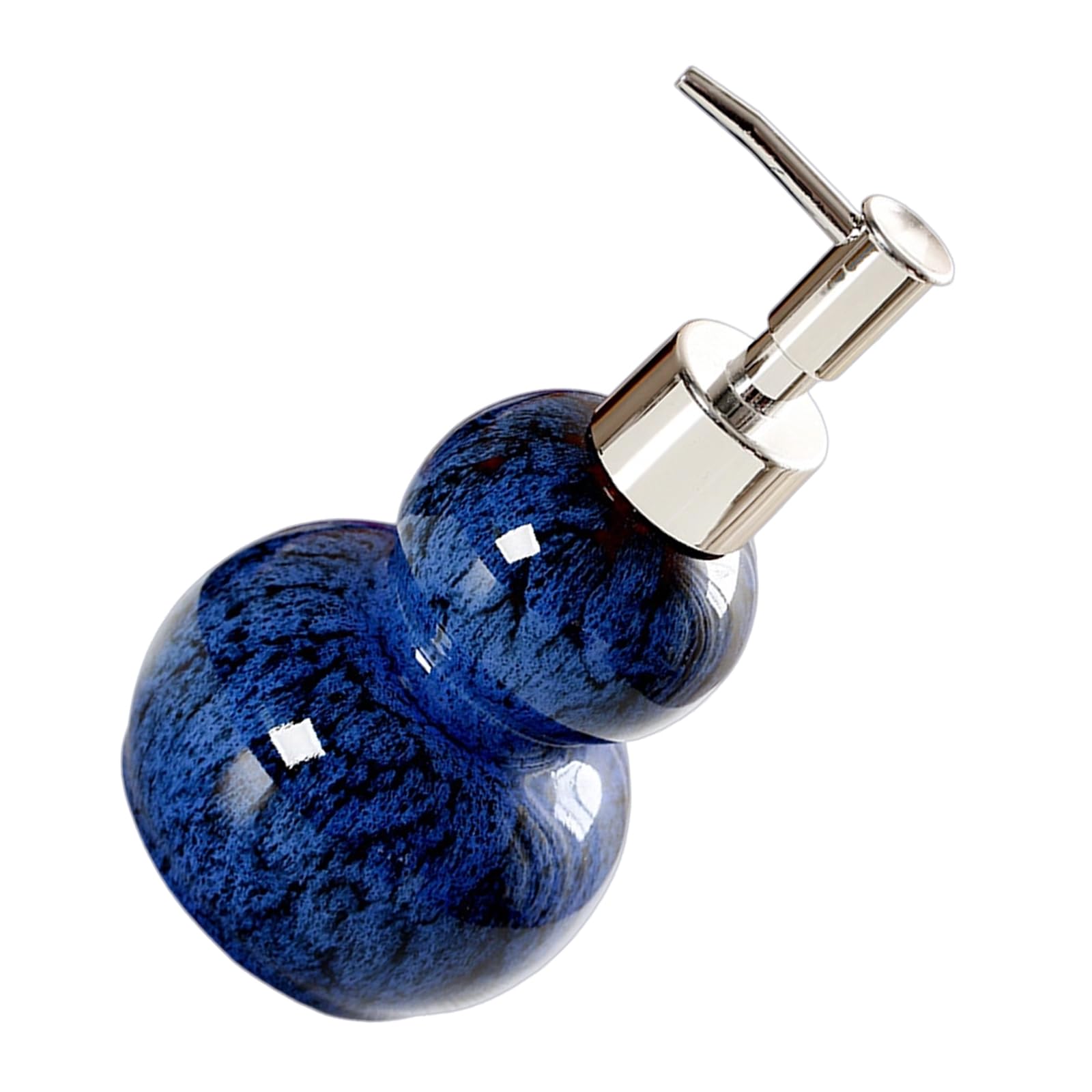 Shurhome Blue Ceramic Gourd Shaped Hand Sanitization Press Bottle Toilet Shampoo Shower Gel Packaging Bottle Dispenser For Liquid Soap Gourd Molded Soap