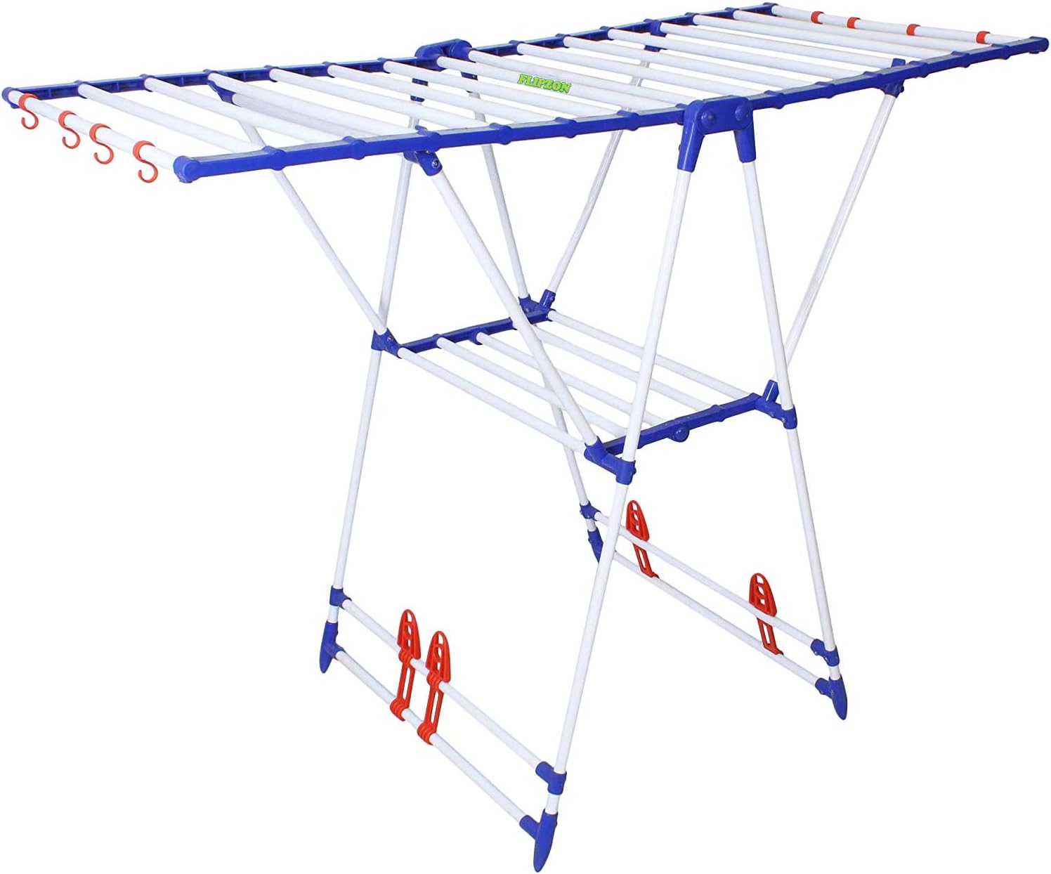 FLIPZON Premium Winsome Alloy Steel Pre Assembled, Foldable Cloth Drying Stand - Make in India (Blue and White)