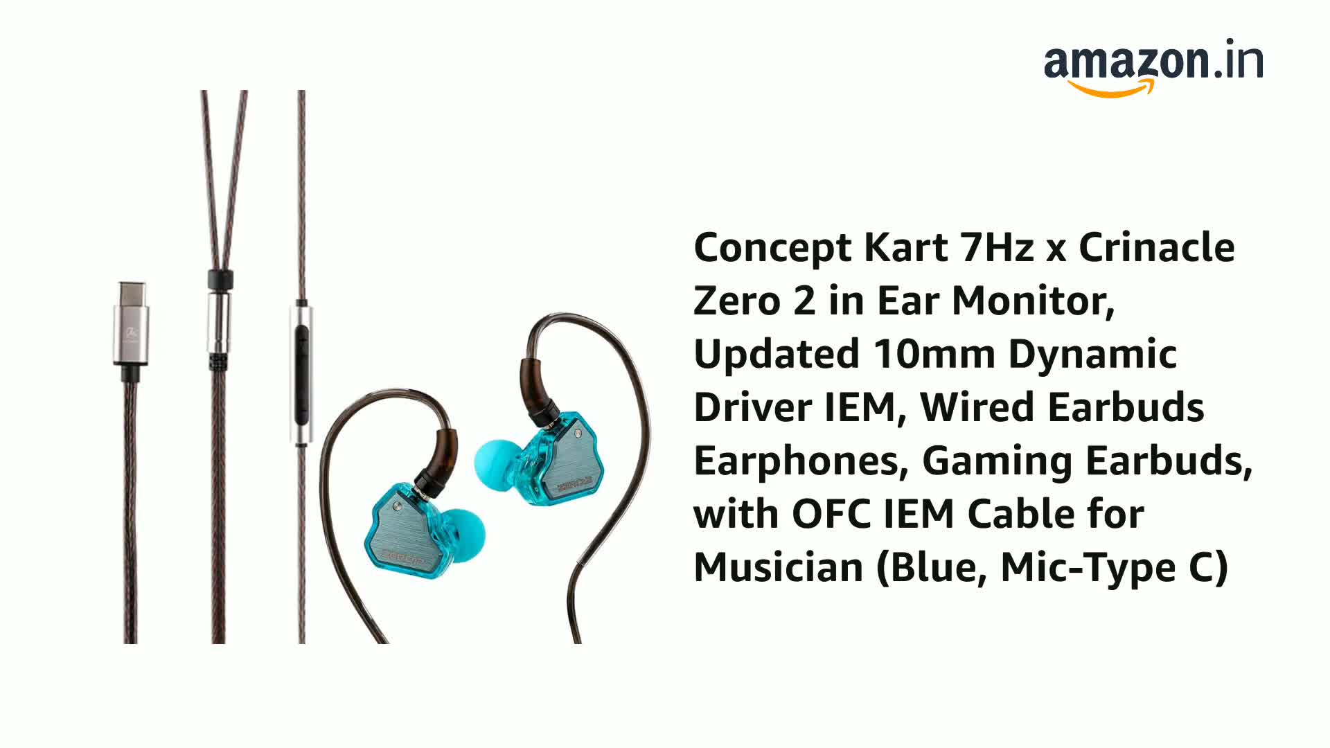 Concept Kart 7Hz x Crinacle Zero 2 in Ear Monitor, Updated 10mm
