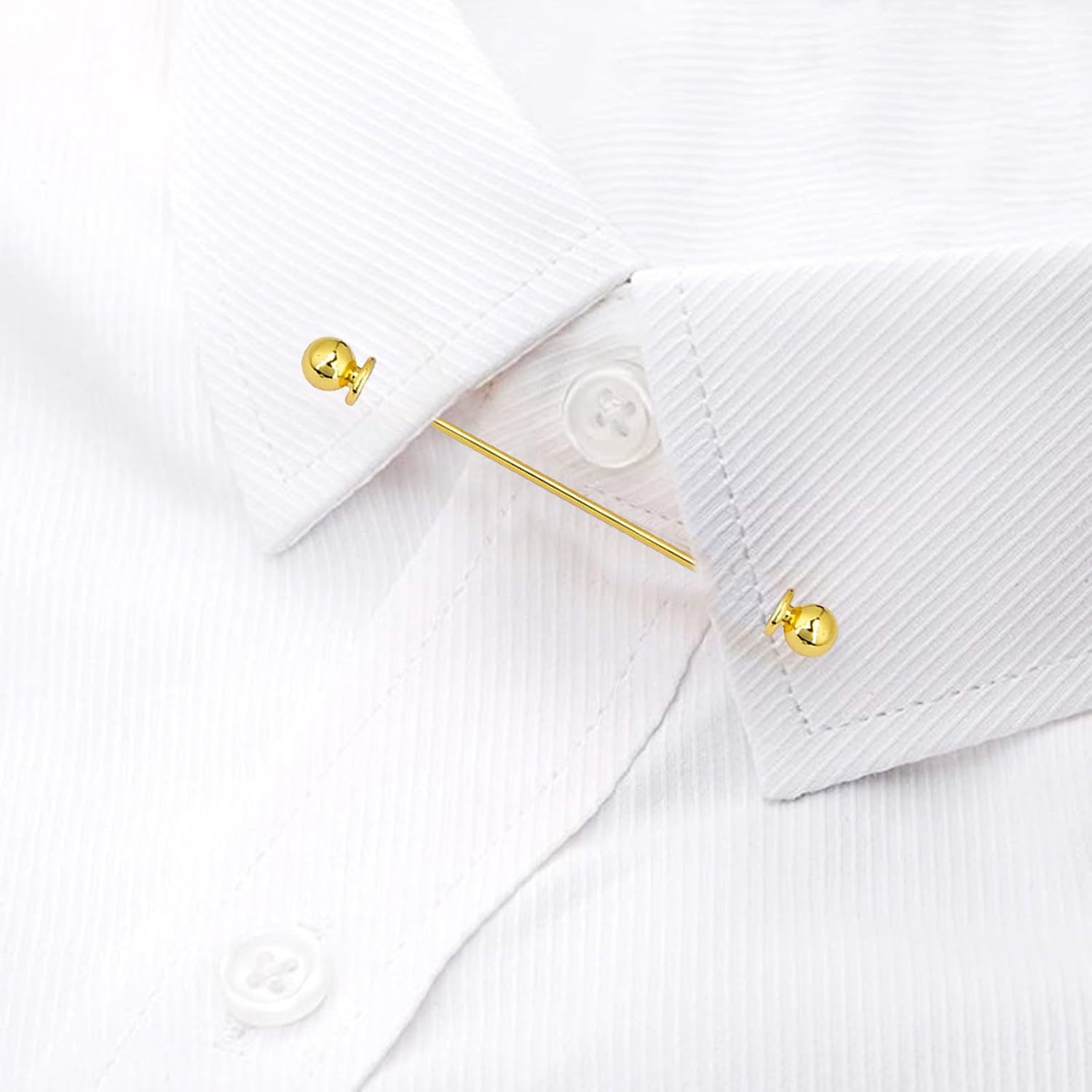 3 Pieces Collar Pins for Men Classic Ball Head Lapel Pins Gold Silver Black Shirt Collar Bar Pins for Men Wedding Business Suit Accessories