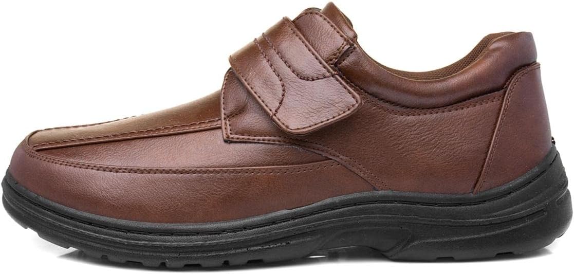HobosBo Mens Brown Easy Fasten Shoe