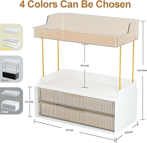Miniatura 2 de GTI Organizador de maquillaje de 3 capas para tocador, organizador de baño grande para cosméticos, perfumes y cuidado de la piel, organizador de
