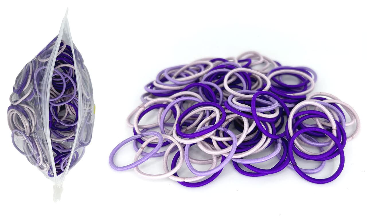 Girls Women Multi Color 100 Count Hair Elastic ties Colorful Non-slip 3CM Comfort Daily School Hair Bands Purple