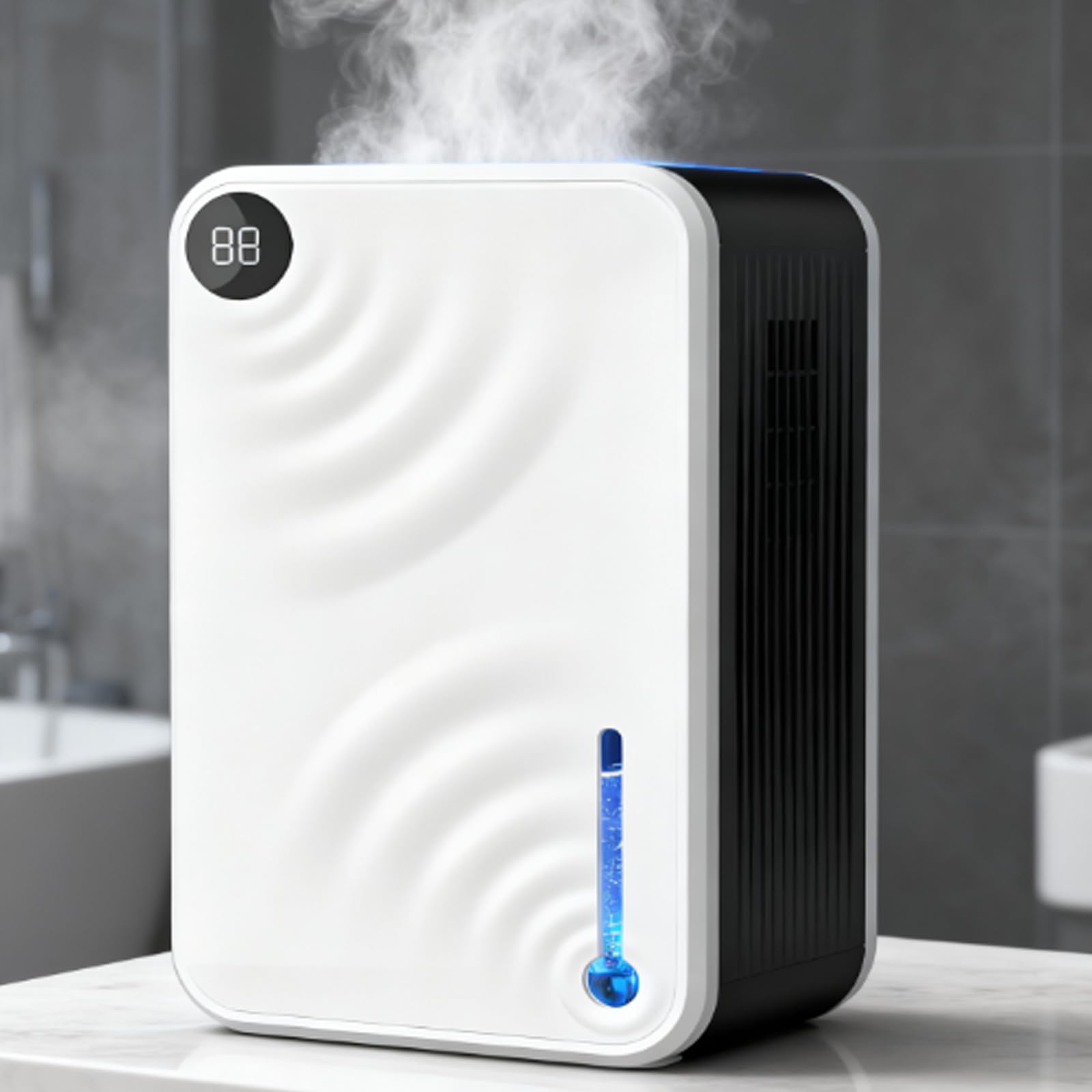 Ulepszony Mini Osuszacz Powietrza Do Domu - Elektryczny Pochłaniacz Wilgoci O Pojemności 2400 Ml, Automatyczne Wyłączanie, Wyświetlacz Wilgotności, Kolorowe Światło Do Szafy