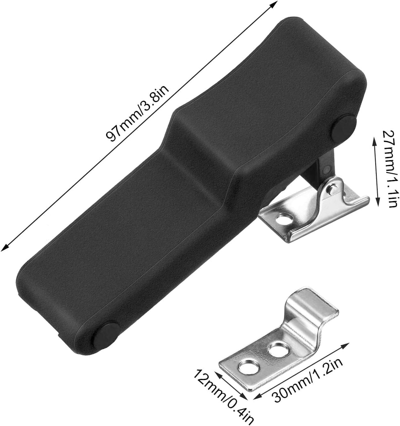 2 Pcs Flexible Rubber Draw Latch with Stainless Steel Keeper, Front Storage Rack Latch for Polaris Sportsman 450/570/850 & Cooler Boat Tool Cargo Box, Black Heavy Duty Compartment Lock