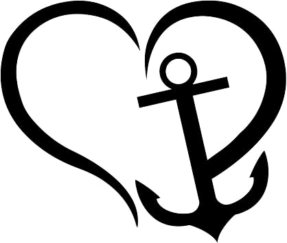 Anchor Heart Decal Notebook Car Laptop 5.5" Black