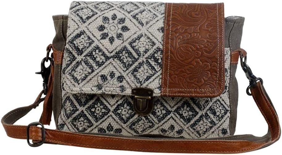 Myra Bag Spell Bound Messenger Bag Upcycled Cotton & Leather S-2875