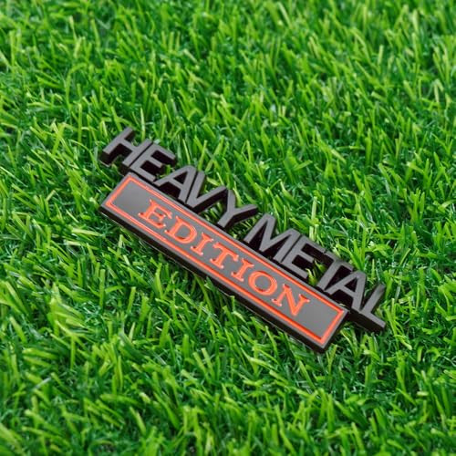Image of Pair Set Heavy Metal Edition Emblem 3D Fender Badge Decal Sticker Nameplate for Universal Vehicle, Car, Truck, SUV Motorcycle Accessories (Black Red)