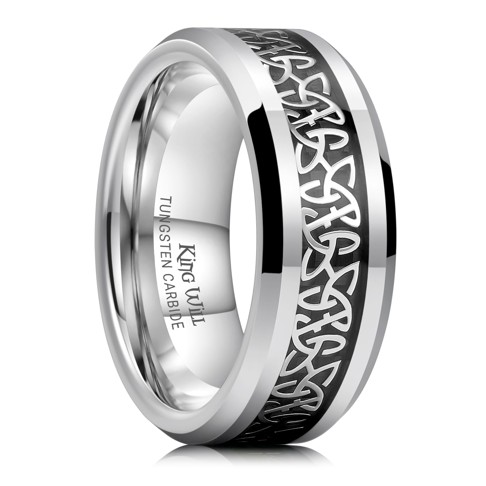 Men's Cetic Knot Tungsten Carbide Ring, Opal/Carbon Fiber Inlay 6mm/8mm Wedding Band for Men Engagement Ring Comfort Fit