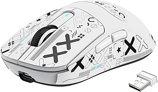 VGN GAMEPOWER X3 SUPERLIGHT Wireless Gaming Mouse, 49g Ultralight Gaming Mice PixArt PAW3395 Sensor, 26000DPI, Tri-mode 2.4G/USB-C Wired/Bluetooth, Anti-Slip Mouse Grip Tape, 200Hrs Battery, White