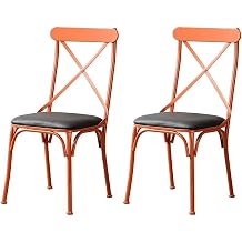 Dining Chair 2PCS Industrial Style Iron Bracket Leisure Chair, American Retro Cafe/Restaurant/Milk Tea Store/Bar Backrest Chair Color A2